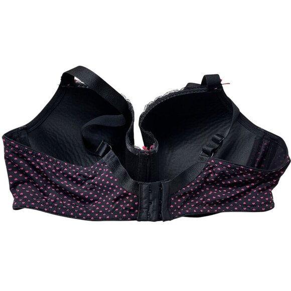 Adore Me Bra 44D Black Pink Polka Dot Lace Molded Underwire Adjustable Pink Bow - Picture 4 of 5